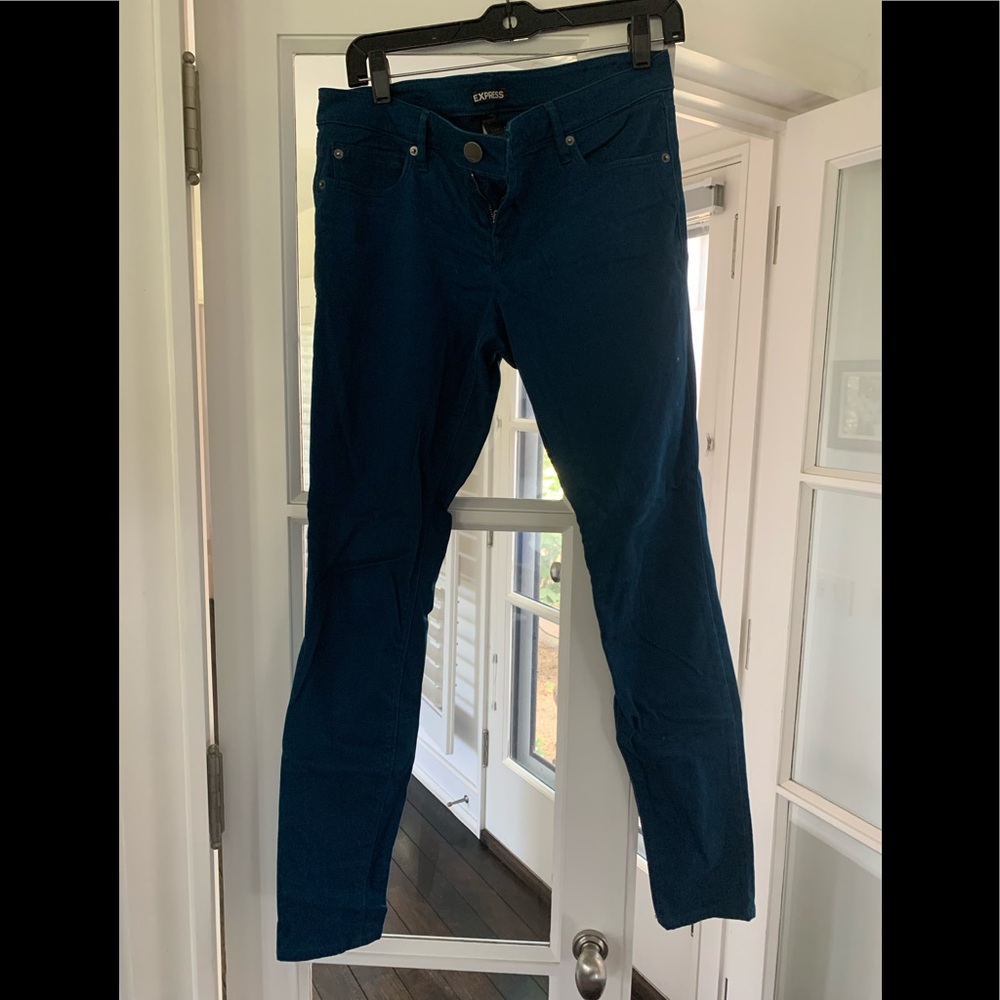 Dark teal corduroy fitted pants